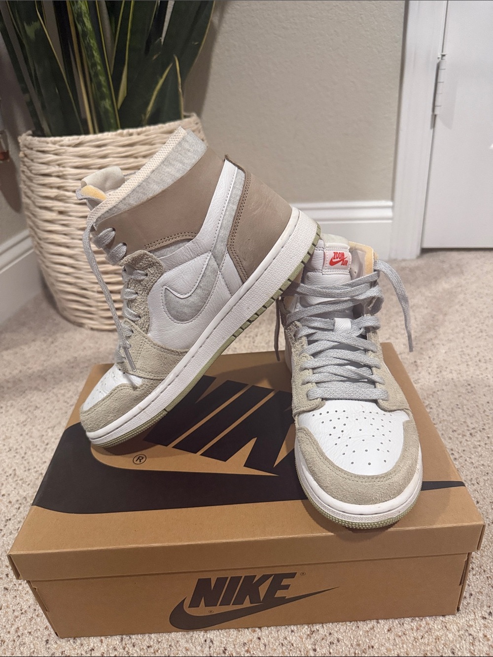Nike Air Jordan 1 High in White and Beige